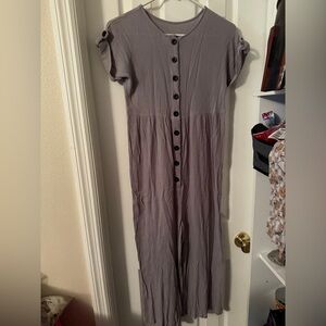 Gray Button-Down Romper